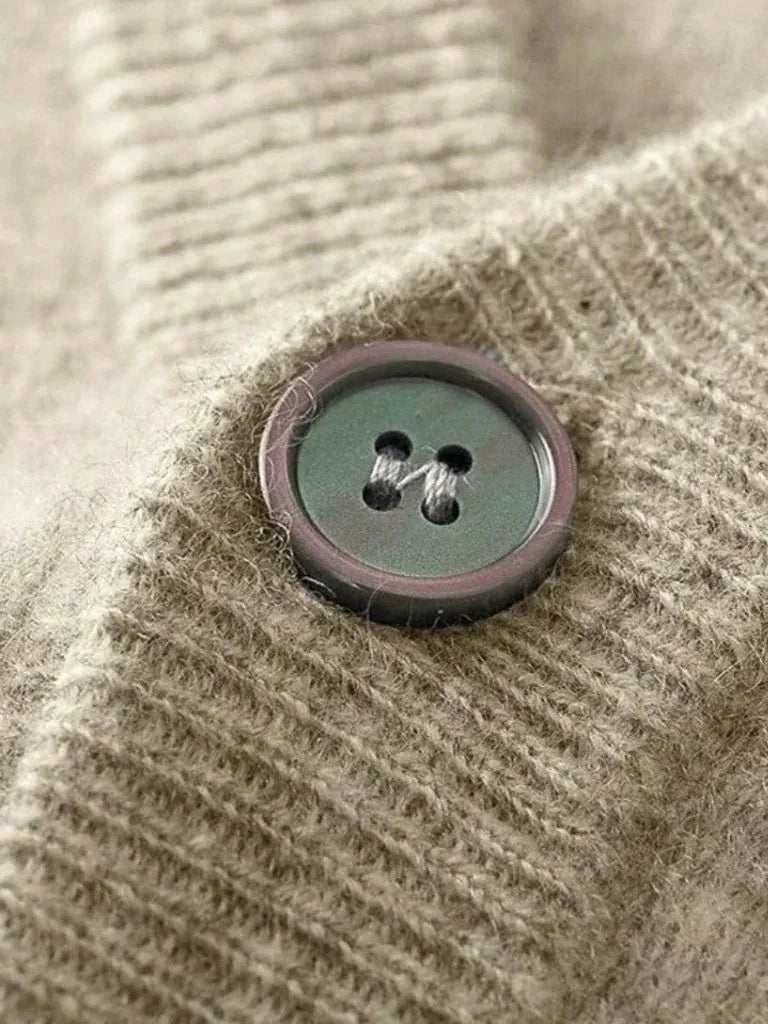 100% Merino Wool V Neck Knitwear Cardigan Sweater