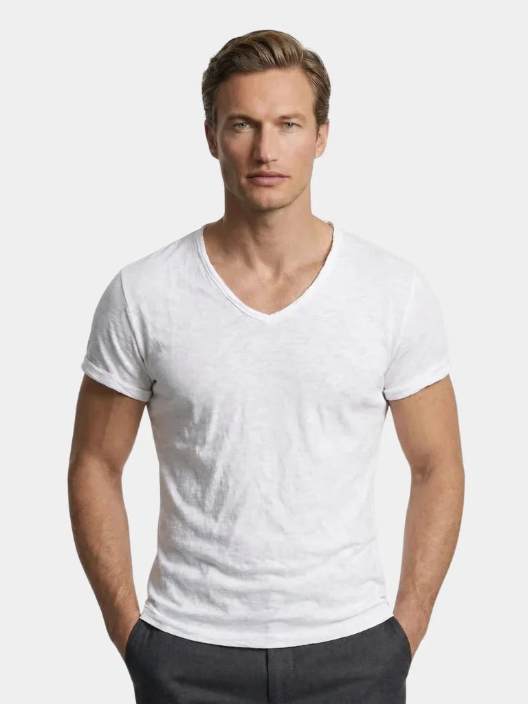 Albo Classic Linen V Neck T-Shirt