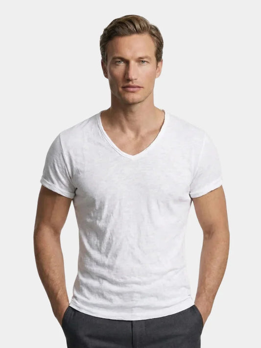 Albo Classic Linen V Neck T-Shirt