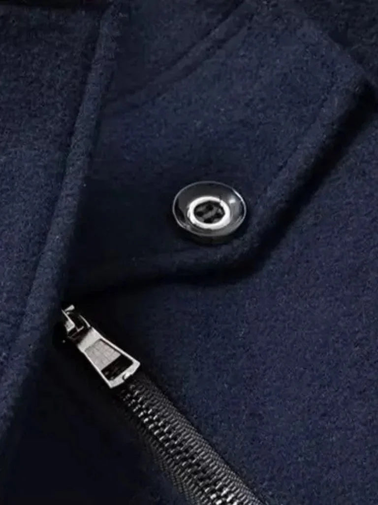 Aristocratic Black Wool Overcoat