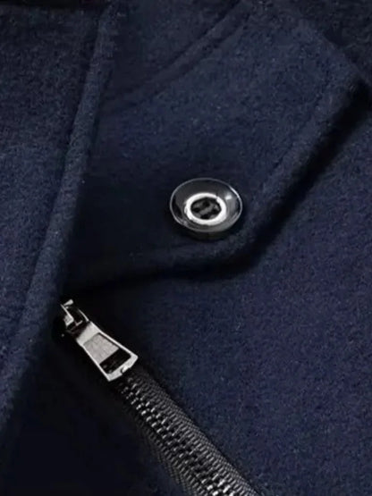 Aristocratic Black Wool Overcoat