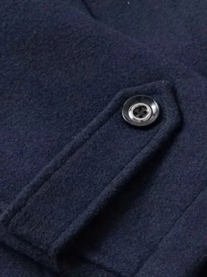 Aristocratic Black Wool Overcoat