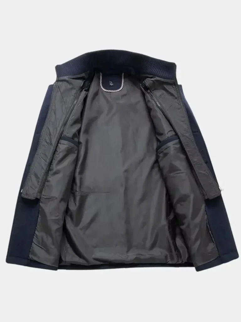 Aristocratic Black Wool Overcoat