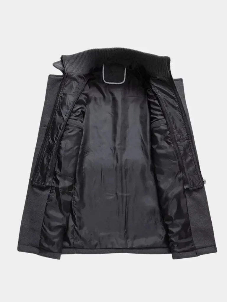 Aristocratic Black Wool Overcoat