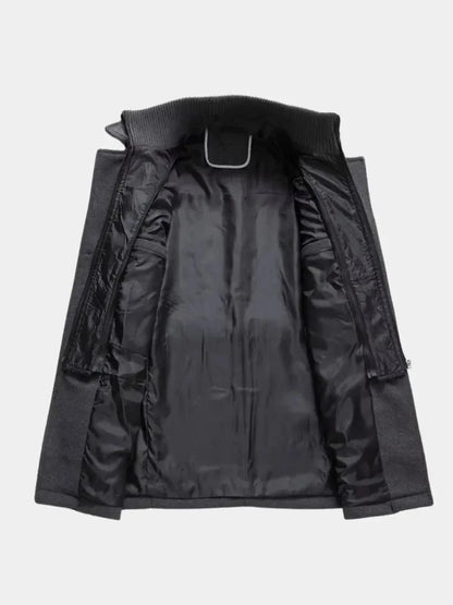 Aristocratic Black Wool Overcoat