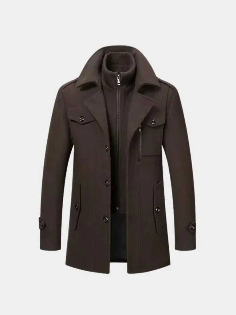Aristocratic Black Wool Overcoat