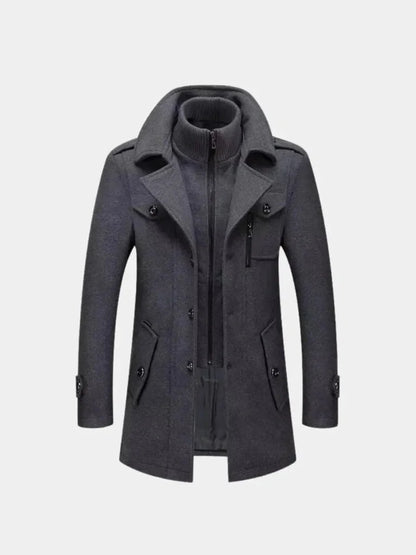 Aristocratic Black Wool Overcoat