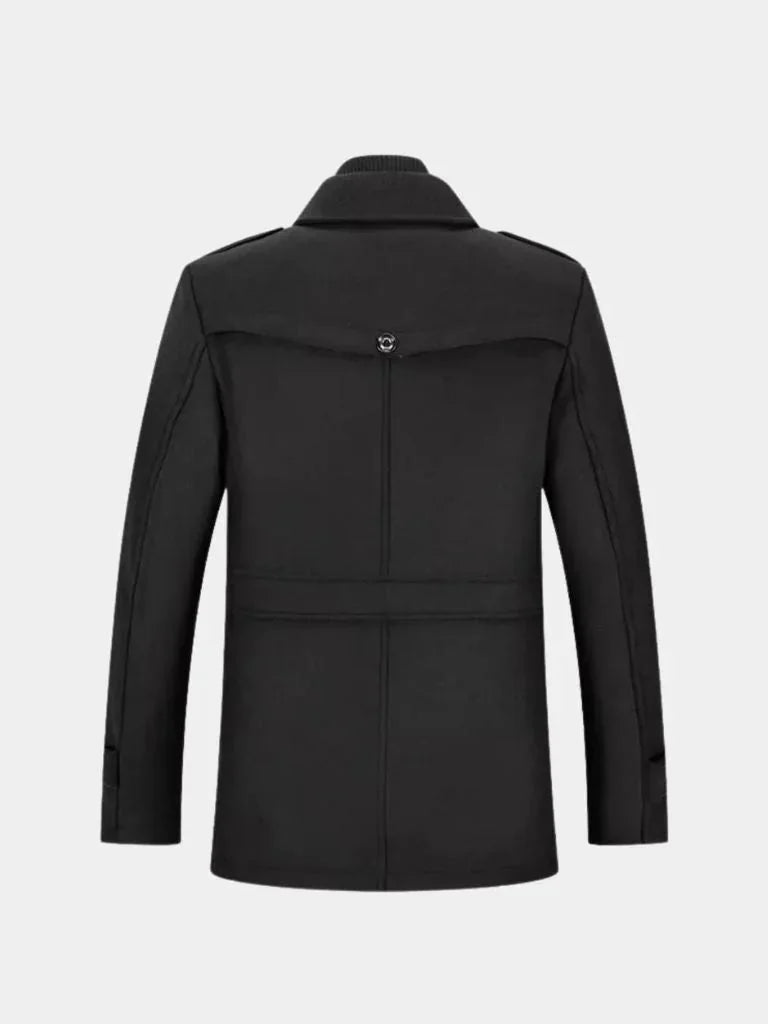Aristocratic Black Wool Overcoat
