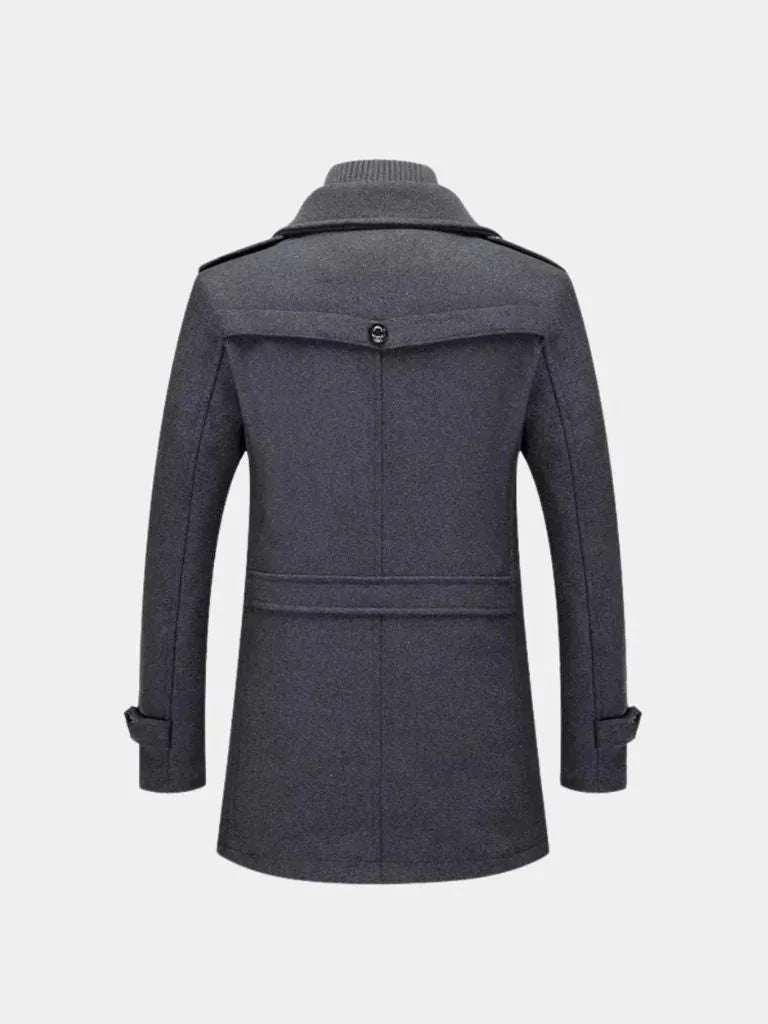 Aristocratic Black Wool Overcoat