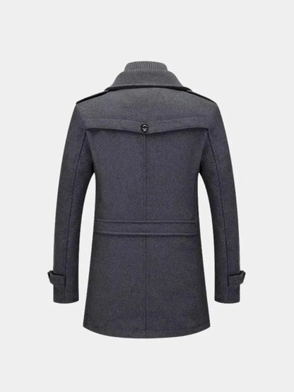 Aristocratic Black Wool Overcoat