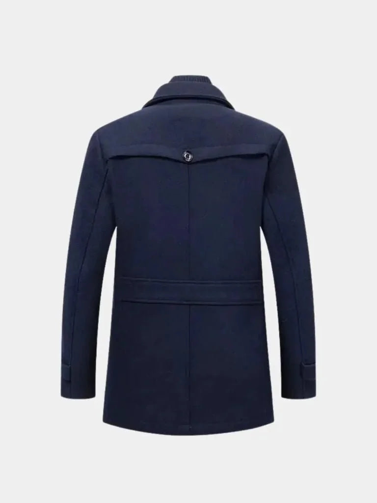 Aristocratic Black Wool Overcoat