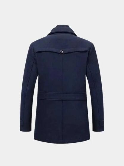 Aristocratic Black Wool Overcoat