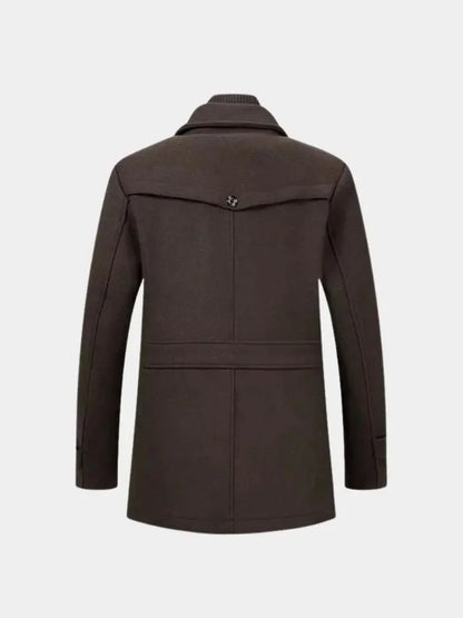 Aristocratic Black Wool Overcoat