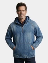 Artisan Denim Smock Quarter Zip Hooded Jacket