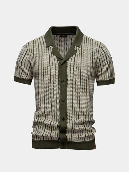Striped Knit Polo Shirt