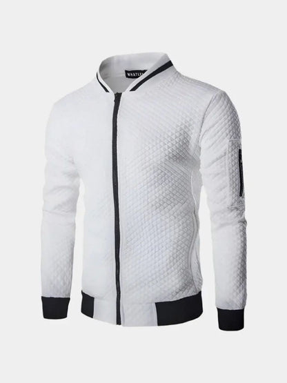 Textured Casual Bomber Jacket