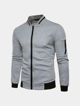 Textured Casual Bomber Jacket