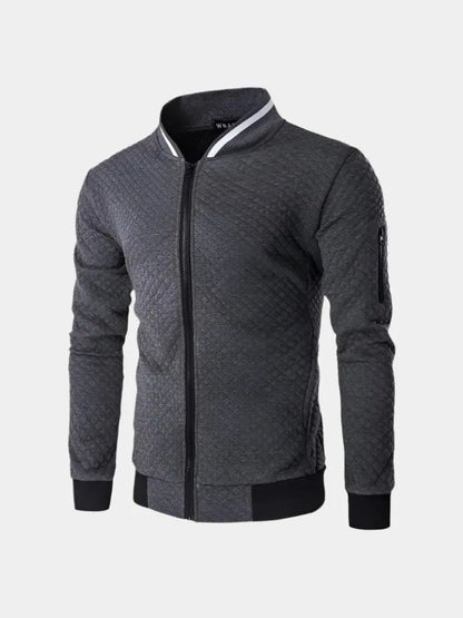 Textured Casual Bomber Jacket