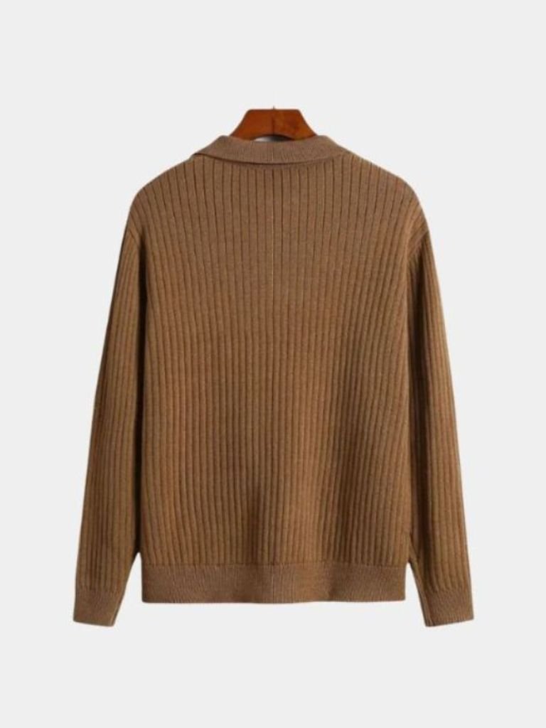 V-Neck Polo Pullover Ribbed