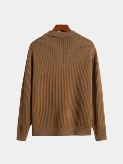 V-Neck Polo Pullover Ribbed